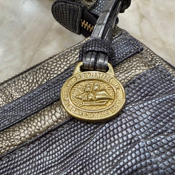 BRAHMIN "Marcy" NWT Shoulder Bag in Steel Grey Pardalis Lizard-Embossed Leather - Picture 8 of 12